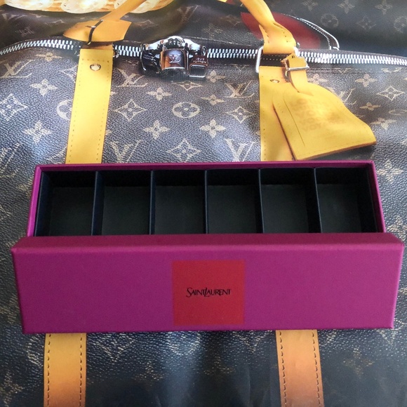 RARE Saint Laurent 10.5 x 2.5 Fuscia Red 6 Position Jewelry Box - Picture 3 of 8